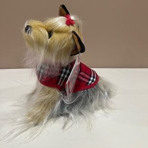 Stuffed Yorkie Yorkshire terrier in Plaid Red Dog Sweater
